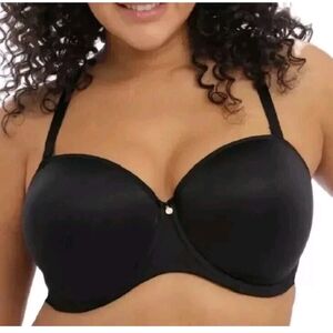 Elomi Smooth Black Molded Underwire Convertible Bra Size 34L Supportive